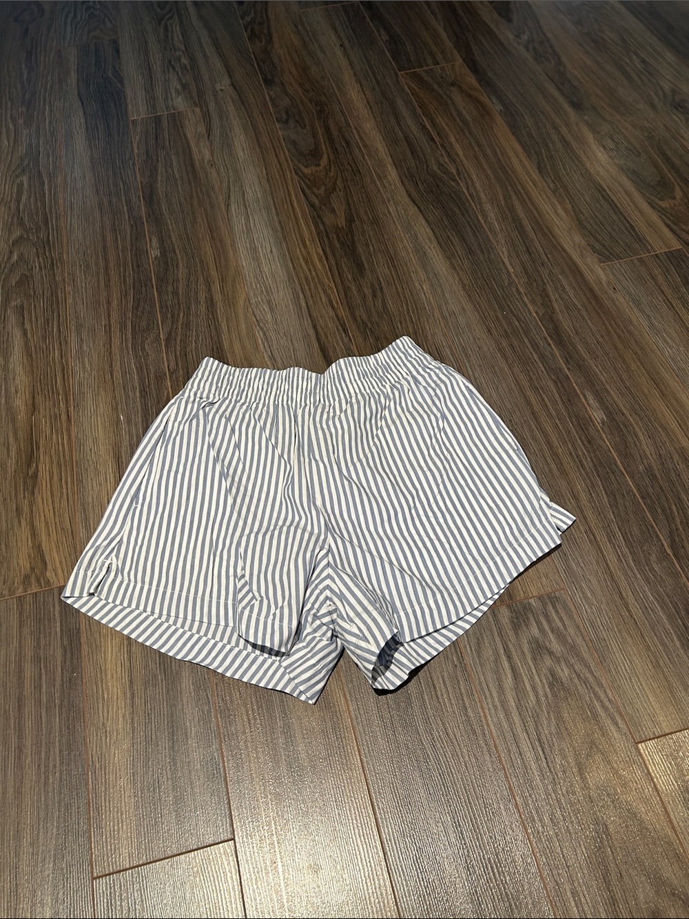 Abercrombie & Fitch Blue and White Striped Athletic Shorts